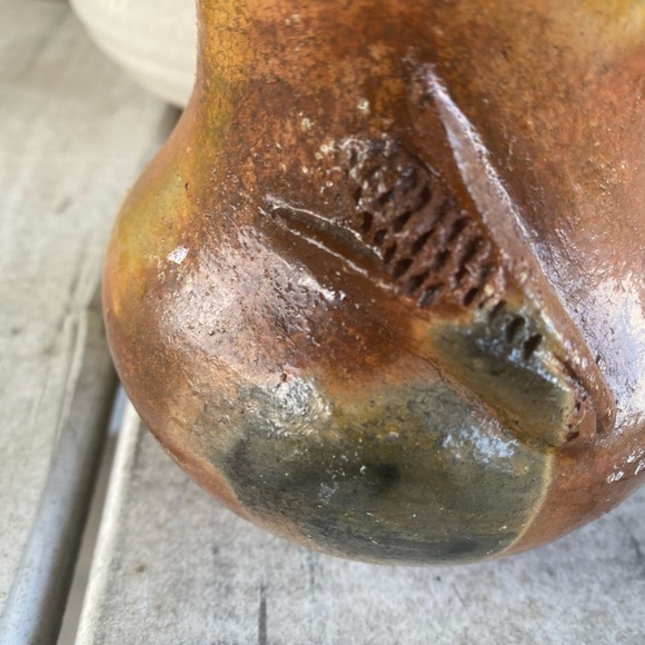 Vintage Navajo Pottery Native American Pinon Pine Pitch Glaze 5”Tall Vase Marked - Picture 5 of 12